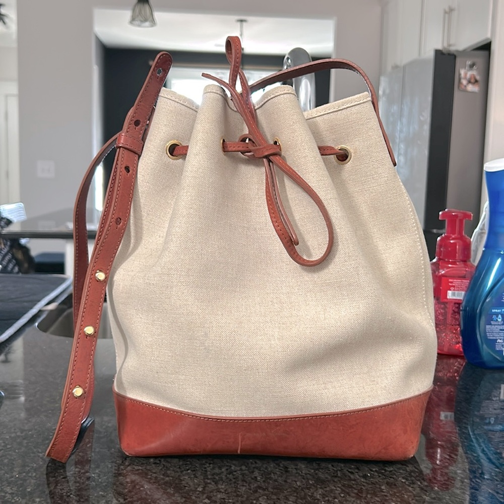 Large Mansur Gavriel Canvas/Leather Bucket Bag
